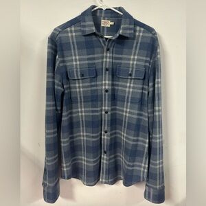 Faherty Legend Sweater Shirt Button Down Blue Plaid Twill Size Small Mens